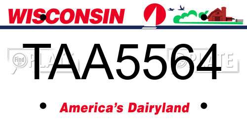 TAA5564 Wisconsin License Plate