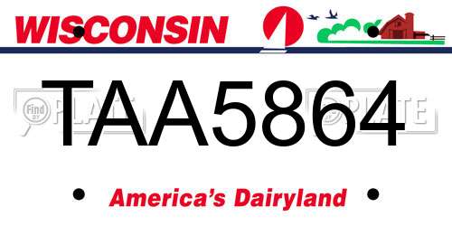 TAA5864 Wisconsin License Plate