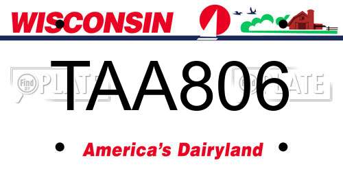 TAA806 Wisconsin License Plate