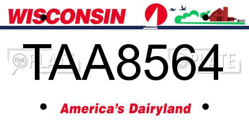 TAA8564 Wisconsin License Plate