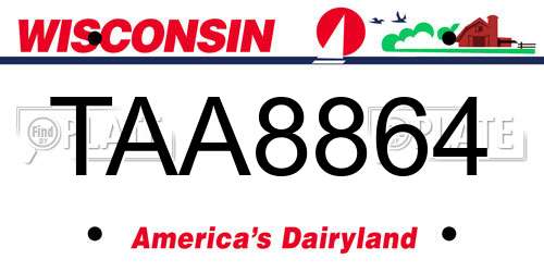 TAA8864 Wisconsin License Plate