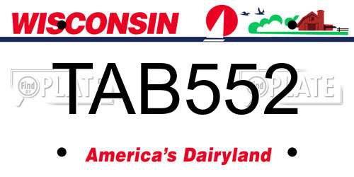TAB552 Wisconsin License Plate