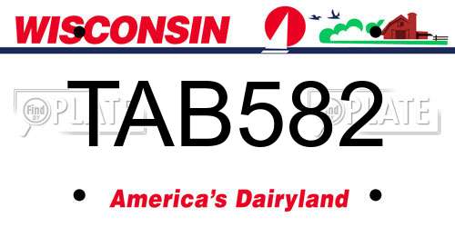 TAB582 Wisconsin License Plate