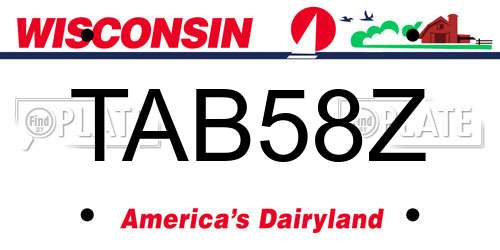 TAB58Z Wisconsin License Plate