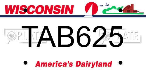 TAB625 Wisconsin License Plate