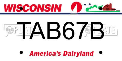 TAB67B Wisconsin License Plate