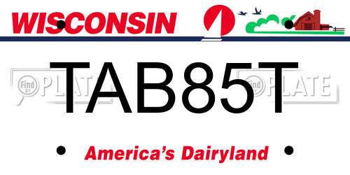 TAB85T Wisconsin License Plate