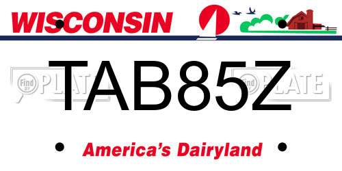 TAB85Z Wisconsin License Plate