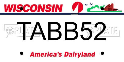 TABB52 Wisconsin License Plate
