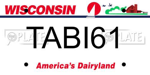 TABI61 Wisconsin License Plate