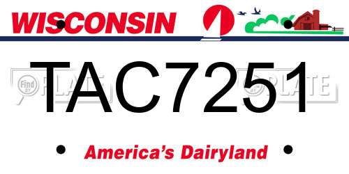 TAC7251 Wisconsin License Plate