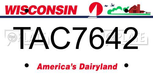 TAC7642 Wisconsin License Plate