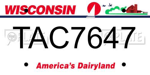 TAC7647 Wisconsin License Plate