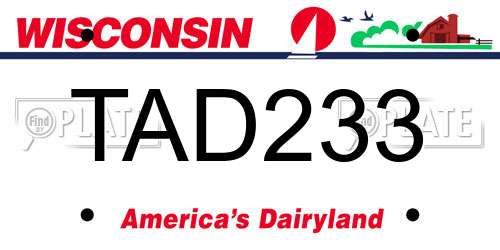 TAD233 Wisconsin License Plate