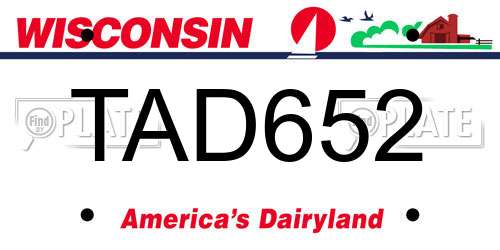 TAD652 Wisconsin License Plate