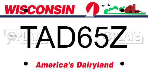 TAD65Z Wisconsin License Plate
