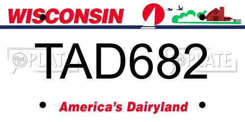 TAD682 Wisconsin License Plate