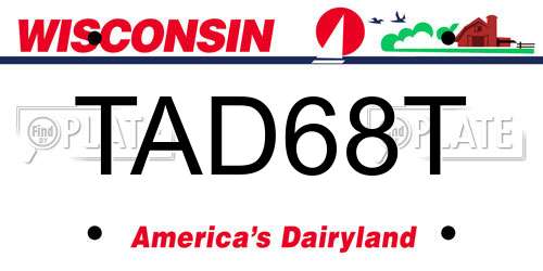 TAD68T Wisconsin License Plate