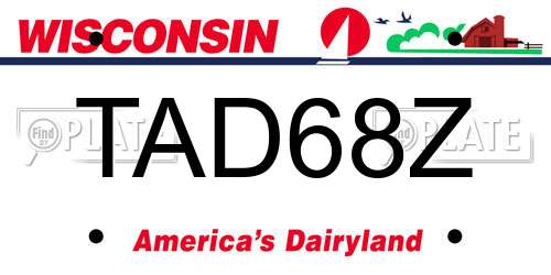 TAD68Z Wisconsin License Plate