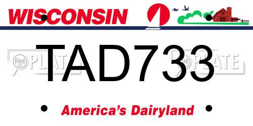 TAD733 Wisconsin License Plate
