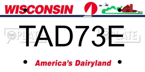 TAD73E Wisconsin License Plate