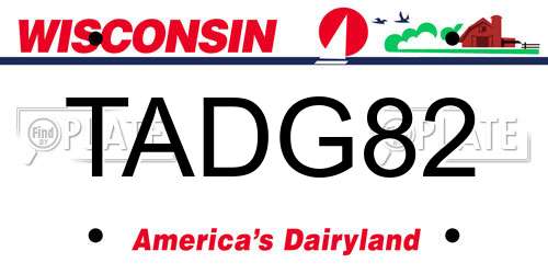 TADG82 Wisconsin License Plate