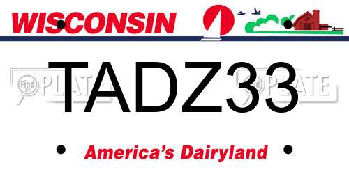 TADZ33 Wisconsin License Plate