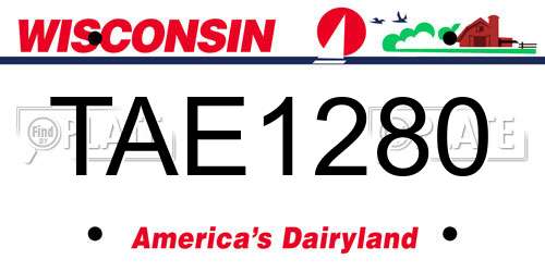 TAE1280 Wisconsin License Plate