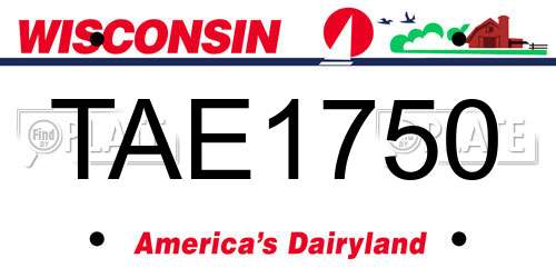 TAE1750 Wisconsin License Plate