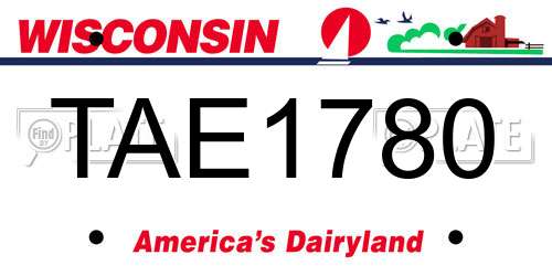 TAE1780 Wisconsin License Plate