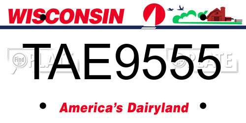 TAE9555 Wisconsin License Plate