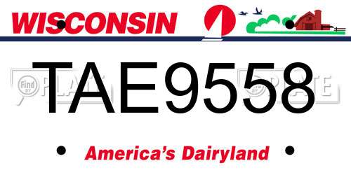 TAE9558 Wisconsin License Plate