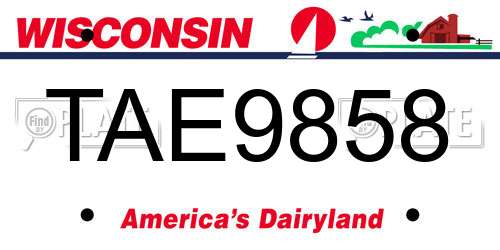 TAE9858 Wisconsin License Plate