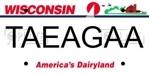 TAEAGAA Wisconsin License Plate