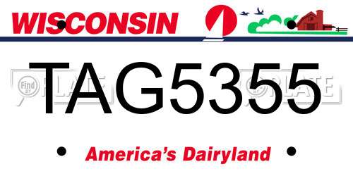 TAG5355 Wisconsin License Plate