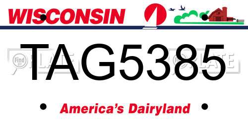 TAG5385 Wisconsin License Plate