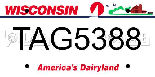 TAG5388 Wisconsin License Plate