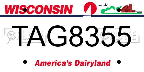 TAG8355 Wisconsin License Plate
