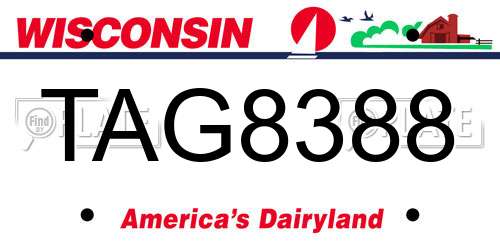 TAG8388 Wisconsin License Plate