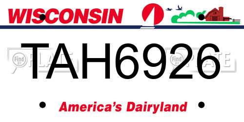 TAH6926 Wisconsin License Plate