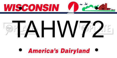 TAHW72 Wisconsin License Plate