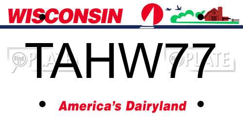 TAHW77 Wisconsin License Plate