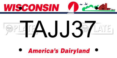 TAJJ37 Wisconsin License Plate