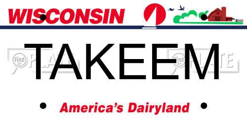 TAKEEM Wisconsin License Plate