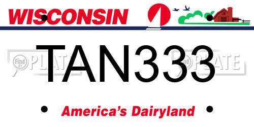 TAN333 Wisconsin License Plate