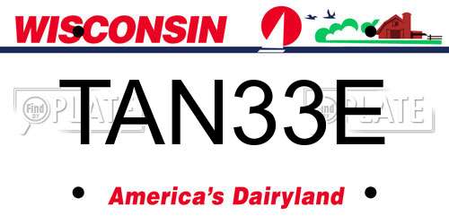 TAN33E Wisconsin License Plate