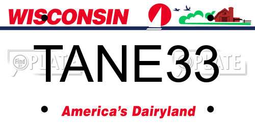 TANE33 Wisconsin License Plate