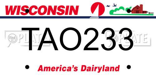 TAO233 Wisconsin License Plate