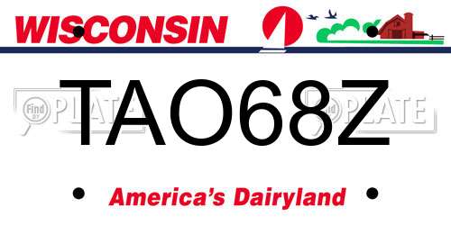 TAO68Z Wisconsin License Plate