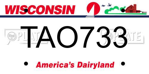 TAO733 Wisconsin License Plate
